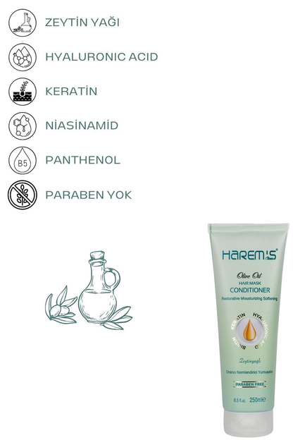 HAREM'S Zeytin Yağlı Krem Saç Maskesi BIOTIN KERATIN 250ml YENİ!
