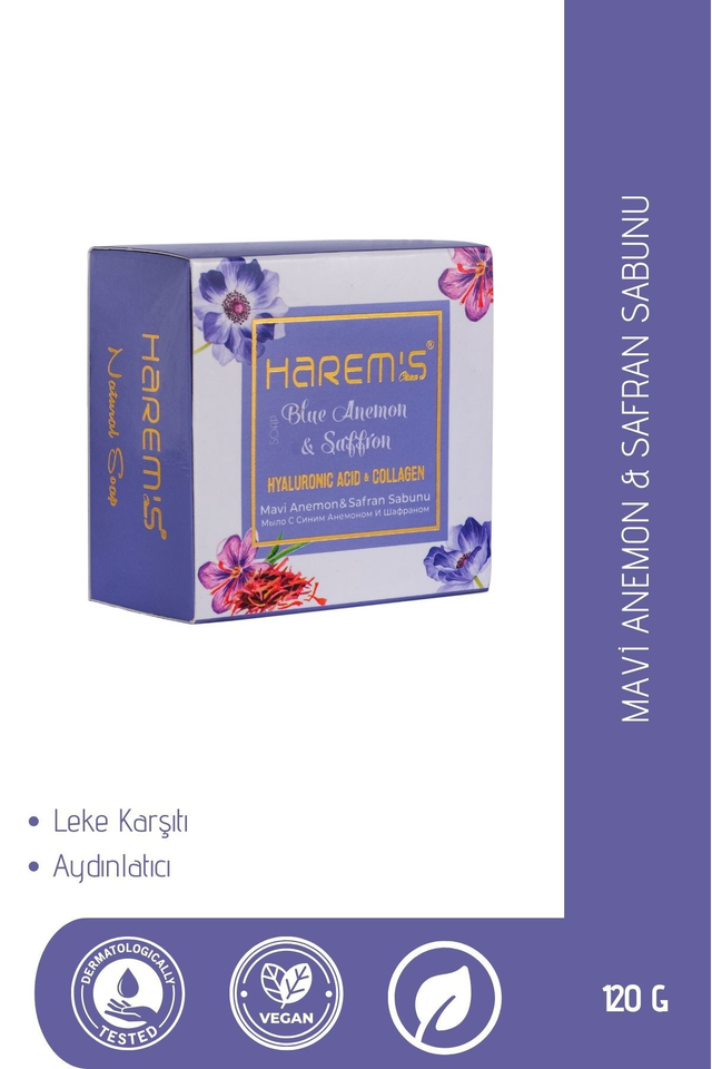 HAREM'S 120g Hyaluronik Asit ve Kolajen Sabunu MAVİ ANEMON & SAFRAN