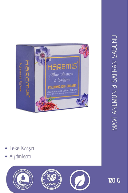 HAREM'S 120g Hyaluronik Asit ve Kolajen Sabunu MAVİ ANEMON & SAFRAN