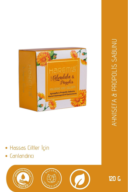 HAREM'S 120g Hyaluronik Asit ve Kolajen, Kadife Çiçeği ve Propolisli Sabun