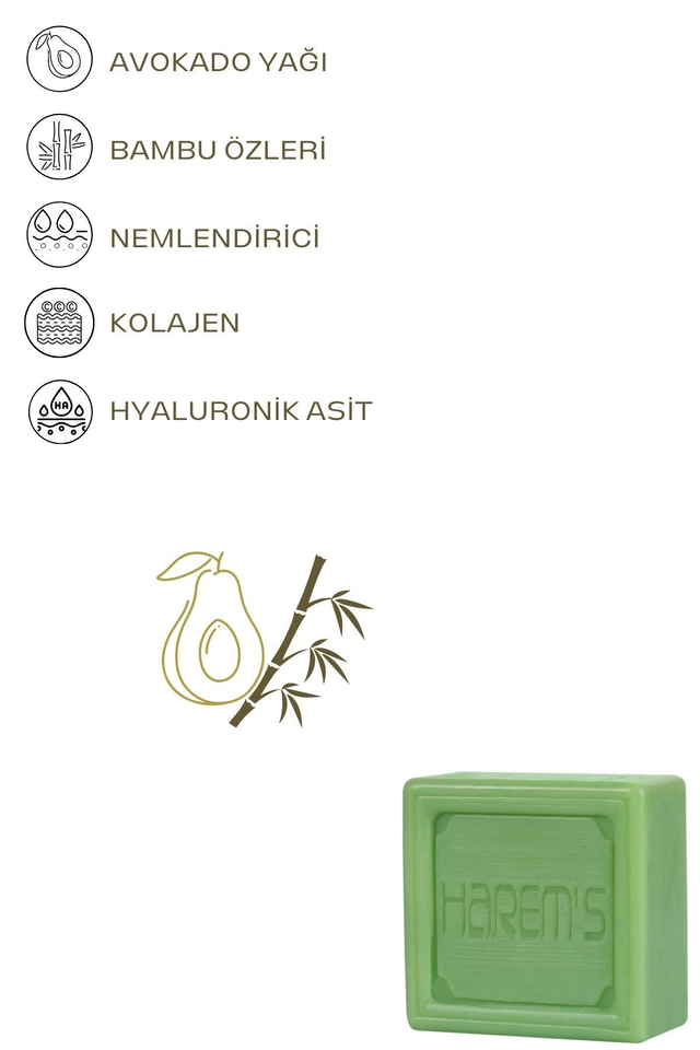 HAREM'S 120g Hyaluronik Asit ve Kolajenli Avokado ve Bambu Sabunu