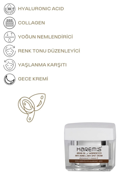 HAREM'S 50 ml Profesyonel Yaşlanma Karşıtı Yüz Kremi ARGAN YAĞI ile