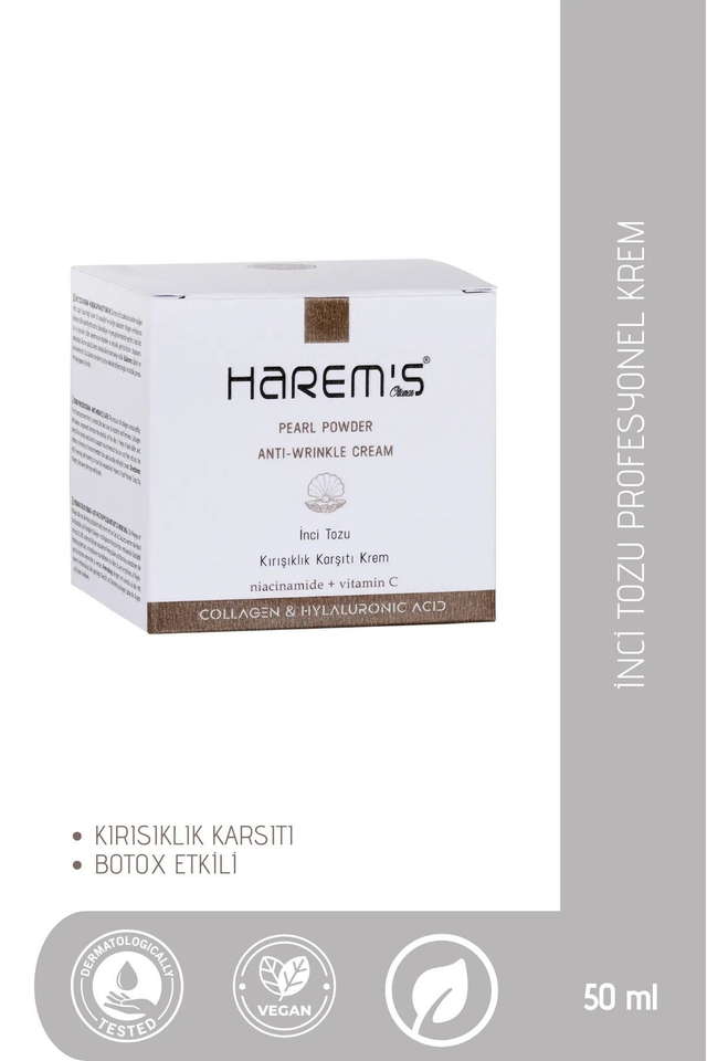 HAREM'S 50ml İnci Tozu Kırışıklık Karşıtı Profesyonel Yüz Kremi