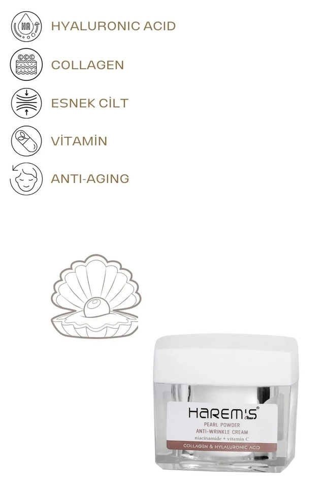 HAREM'S 50ml İnci Tozu Kırışıklık Karşıtı Profesyonel Yüz Kremi