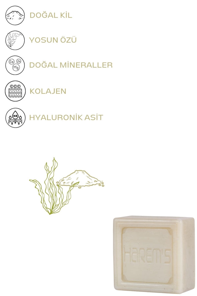 HAREM'S 120g Hyaluronik Asit ve Kolajen KİL VE DENİZ YOSUNU Sabunu