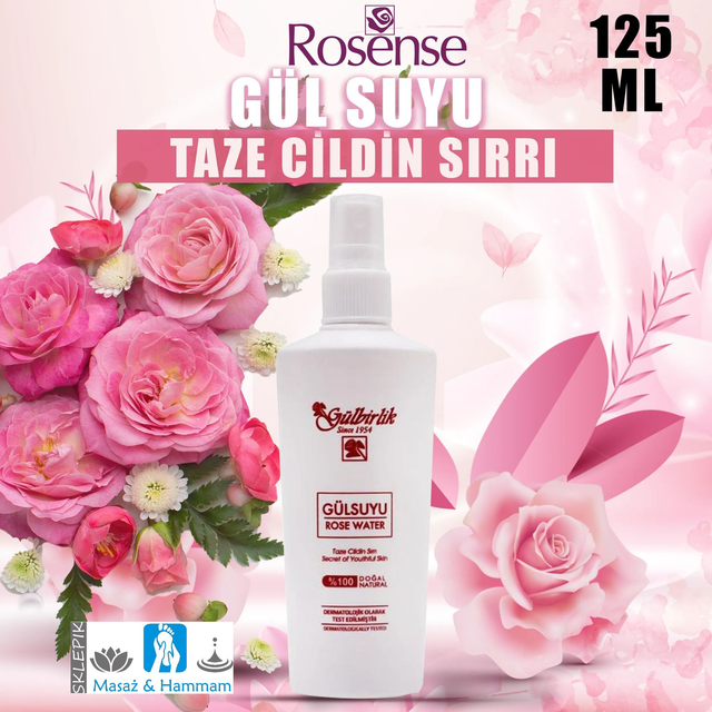 ROSENSE Gülbirlik 125ml %100 Doğal ve Saf Gül Suyu SPREYİ