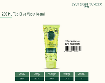 EYUP SABRI TUNCER 250ml Doğal Zeytinyağlı El ve Vücut Kremi