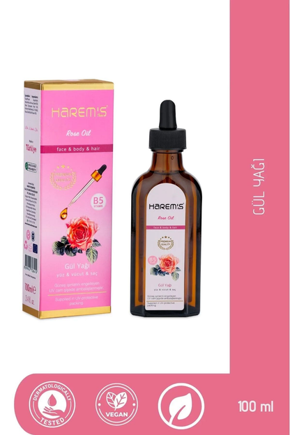 HAREM'S 100 ml Gül Yağı ile Yatıştırıcı Yağ YÜZ, SAÇ VE VÜCUT