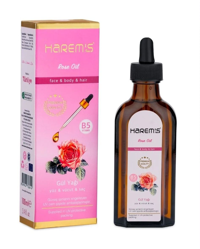 HAREM'S 100 ml Gül Yağı ile Yatıştırıcı Yağ YÜZ, SAÇ VE VÜCUT